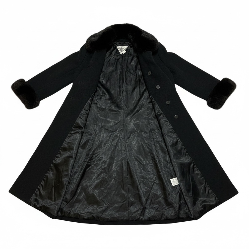 Marvin Richard’s Button Up Fur Cuff Wool Vintage Silk Lined Long Coat Jacket - Picture 4 of 7